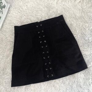 Express Black Lace-Up Skirt